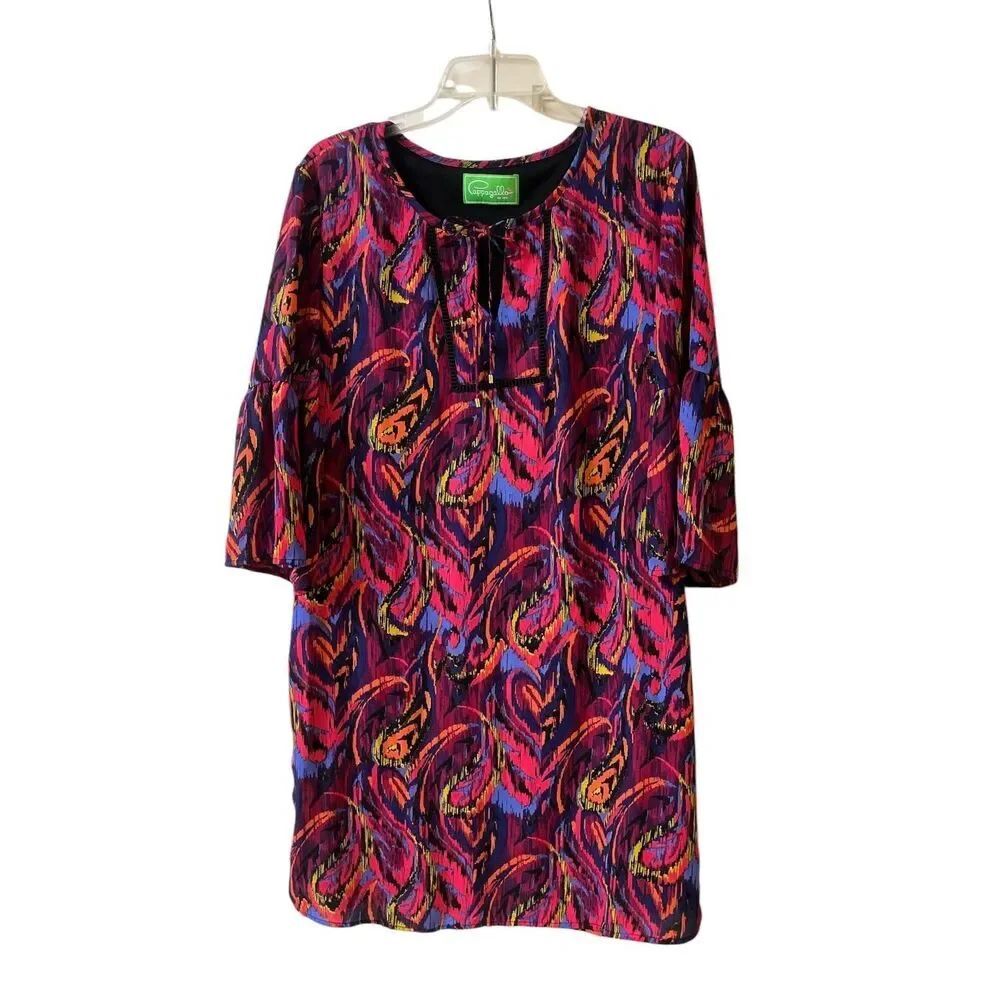 Papagallo bright colored dress resort wear sz large